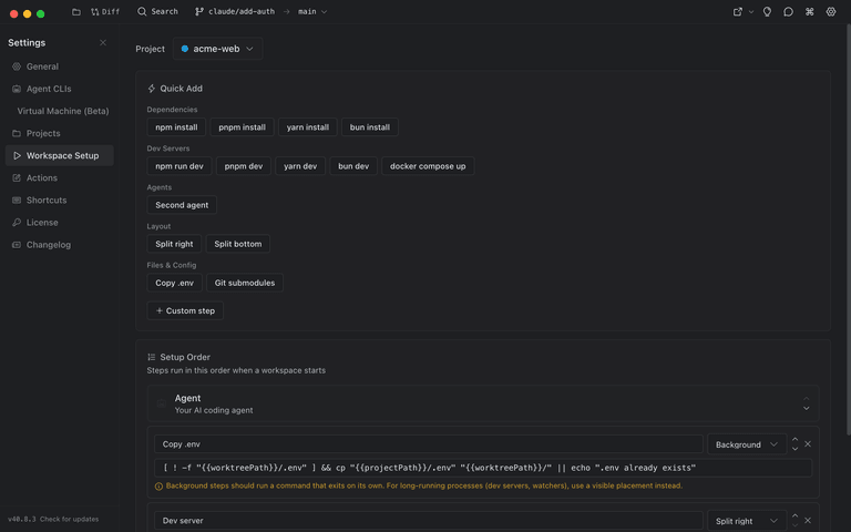 Baton workspace setup